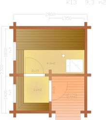 09,3 m2 Sauna K13, Grunnplan